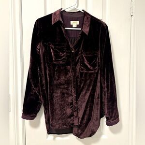 Eggplant Velvet Button down - Maeve
